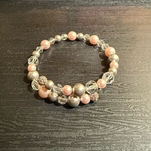 Elegant Pink and Silver Beaded Bracelet